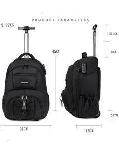 Generic 18 Inch Rolling Backpack Trolley for Travel Professional Laptop Travel Suitcase Business for Unisex Carry-On Luggage Lightweight Trolley School Bag for College Student  - Image 2