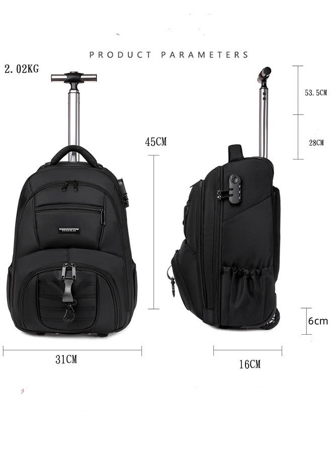 18 Inch Rolling Backpack Trolley for Travel Professional Laptop Travel Suitcase Business for Unisex Carry-On Luggage Lightweight Trolley School Bag for College Student - Image 2