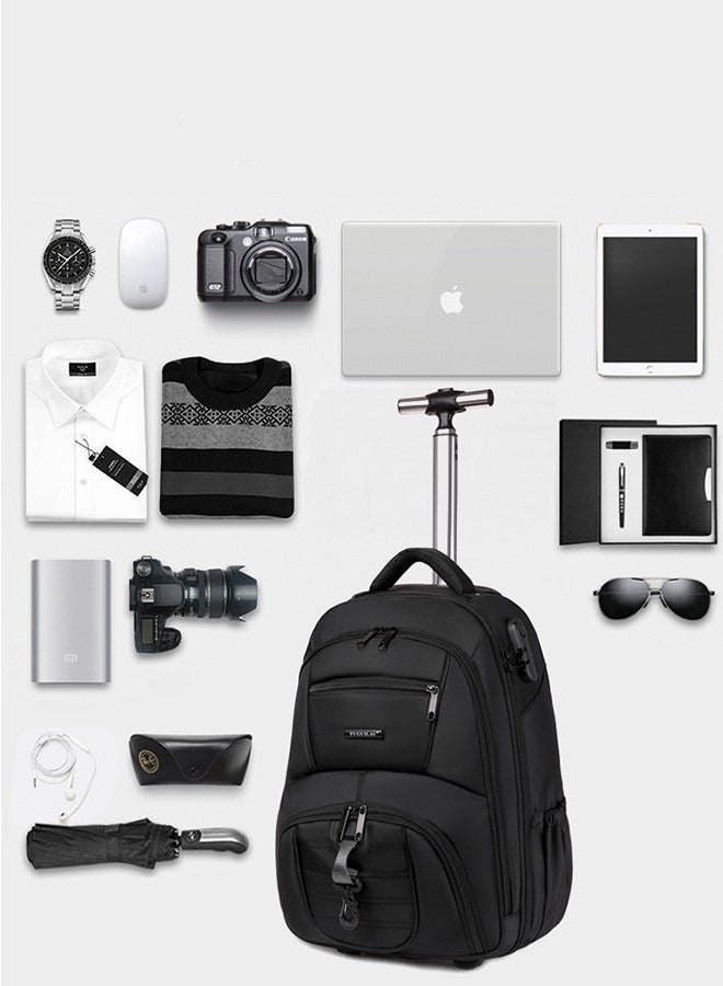 18 Inch Rolling Backpack Trolley for Travel Professional Laptop Travel Suitcase Business for Unisex Carry-On Luggage Lightweight Trolley School Bag for College Student - Image 4