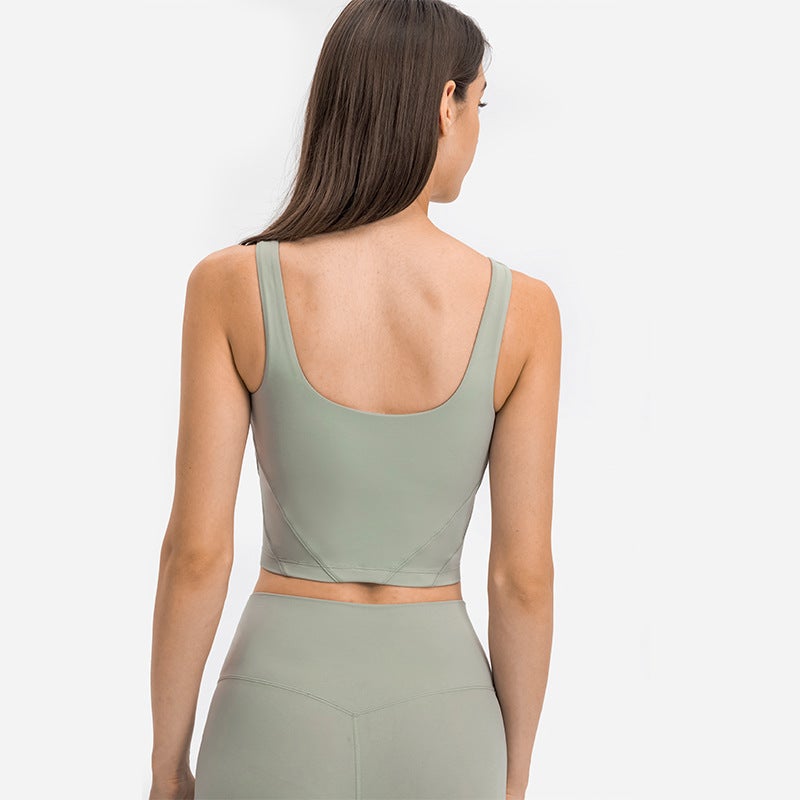 Generic Seamless Yoga Tank Top with Built-in Bra DW120 Light Moss  - Image 3