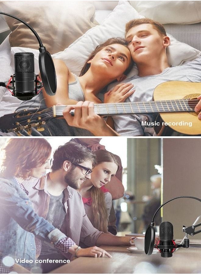 Sunbmebge - Podcast Equipment Set/With Integrated Sound Card Mixer/Condenser Microphone and Adjustable Mic Stand for Recording/Youtube Streaming for PC/Mobile Phone/Pad - Image 1