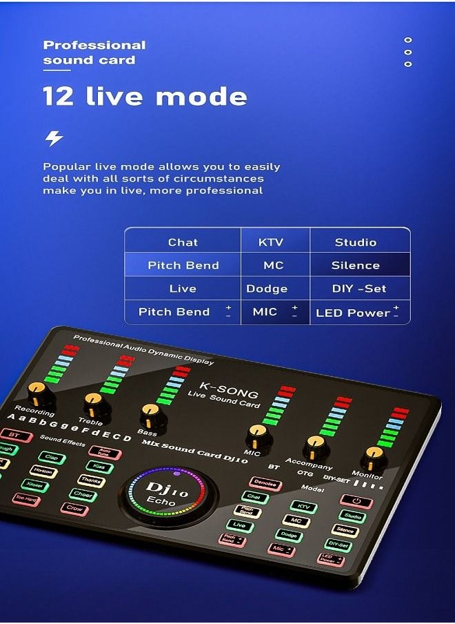 Sunbmebge - Podcast Equipment Set/With Integrated Sound Card Mixer/Condenser Microphone and Adjustable Mic Stand for Recording/Youtube Streaming for PC/Mobile Phone/Pad - Image 1
