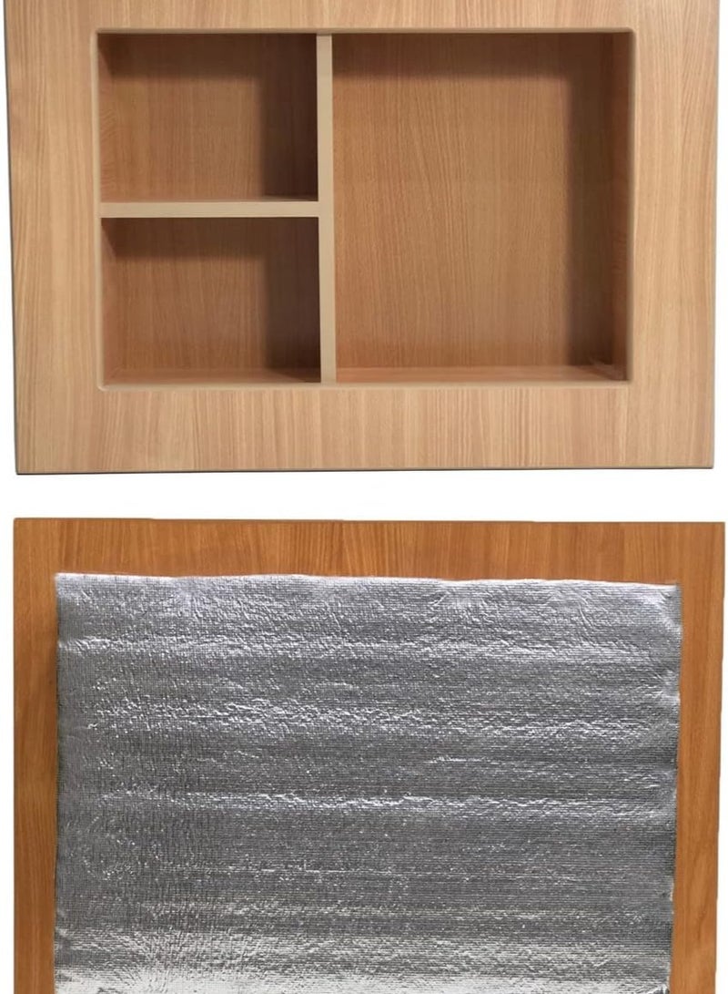 غطاء خشبي للمكيف، غطاء أنيق لمكيف الهواء من نوع النافذة مع عزل حراري، غطاء لمكيف الهواء بهيكل خشبي متين بسمك 18 ملم - Image 3