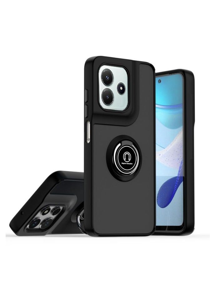 for realme C63 4G Case, TPU + Hard PC Magnetic Ring Car Mount Stand Bumper Cover Full Portection Shockproof Phone Case for realme C63 4G, Black - Image 1