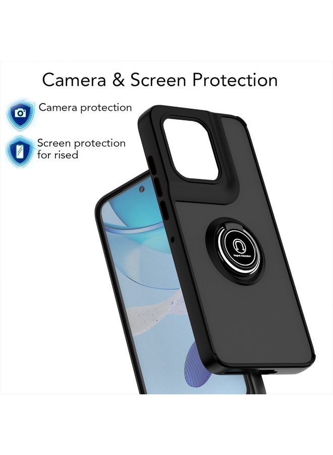 for realme C63 4G Case, TPU + Hard PC Magnetic Ring Car Mount Stand Bumper Cover Full Portection Shockproof Phone Case for realme C63 4G, Black - Image 2