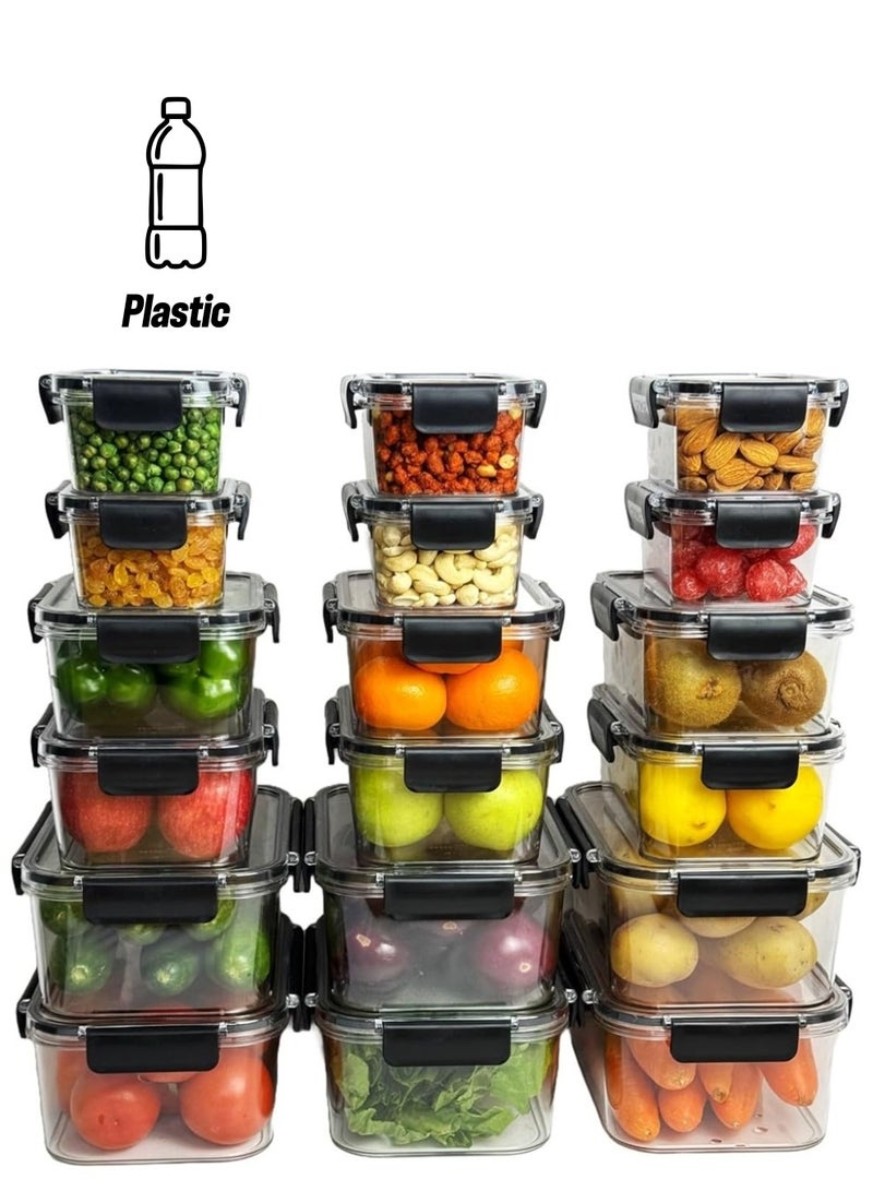 Auroware 18 Piece Food Container with Locking Lid Air tight Leak proof Plastic Airtight BPA Free Storage Kitchen Organizer boxes - Image 1