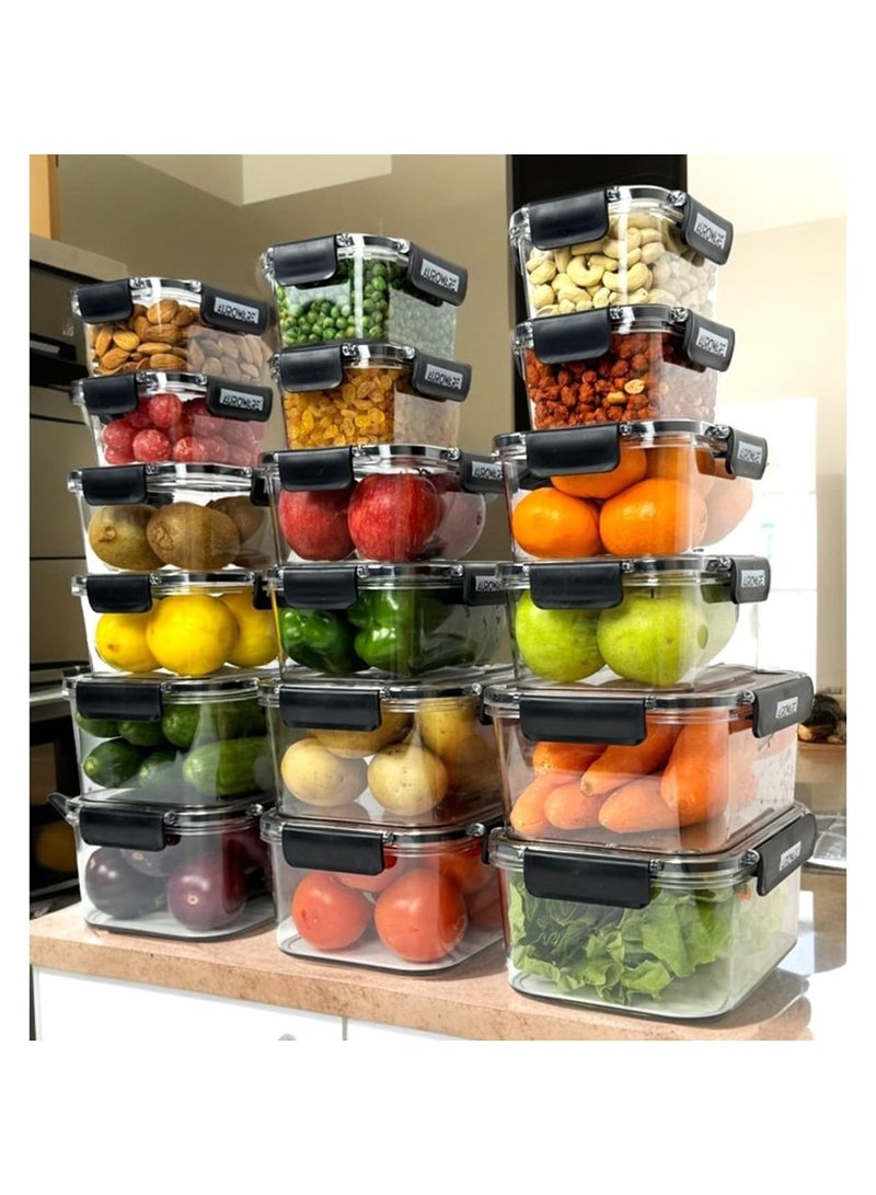 Auroware 18 Piece Food Container with Locking Lid Air tight Leak proof Plastic Airtight BPA Free Storage Kitchen Organizer boxes - Image 2