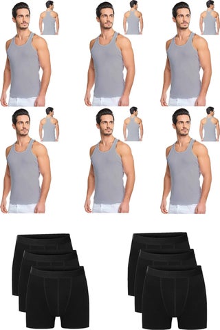 Men's Cotton 6-Piece Gray Sports Undershirt and 6-Piece Black Boxer 12 Piece Set - pzsku/Z625907E6C76A55D77C2AZ/45/_/1725722344/f7c9893a-6f64-4c83-afe7-6e4fcb05e7eb