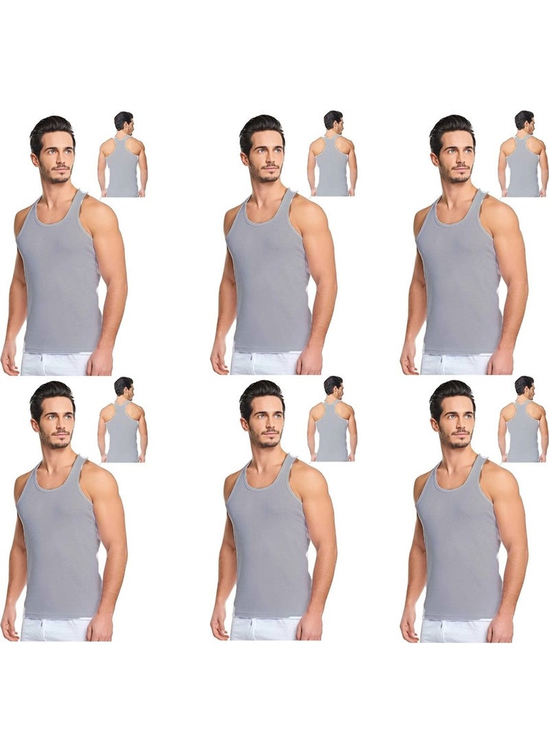 Belifanti Collection Men's Cotton 6-Piece Gray Sports Undershirt and 6-Piece Black Boxer 12 Piece Set  - Image 2