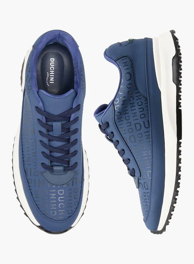 DUCHINI Men Monogram Print Lace-Up Sneakers