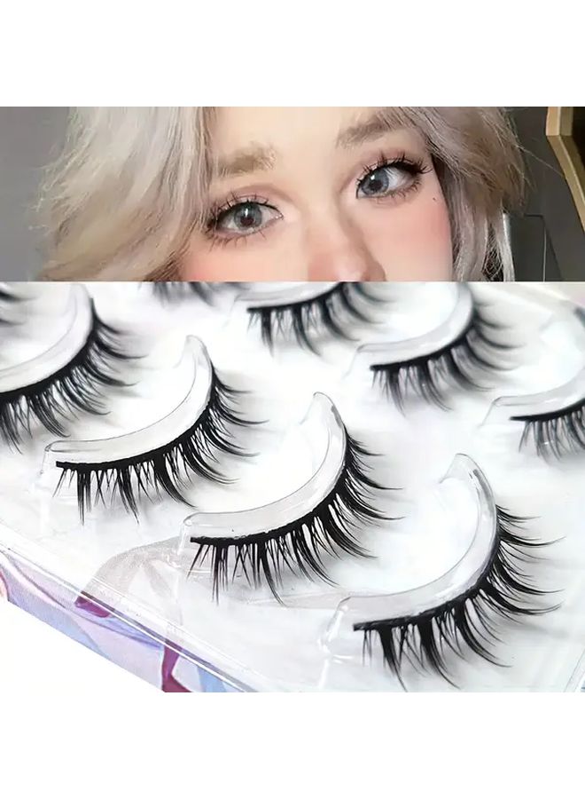 Wet Eye Korean Girl Group False Eyelashes Manga Tapered Natural Hybrid Full Strip Lashes - Image 1