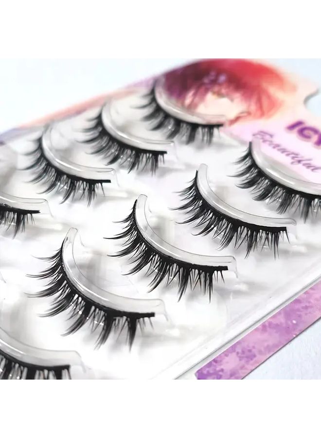 Wet Eye Korean Girl Group False Eyelashes Manga Tapered Natural Hybrid Full Strip Lashes - Image 5