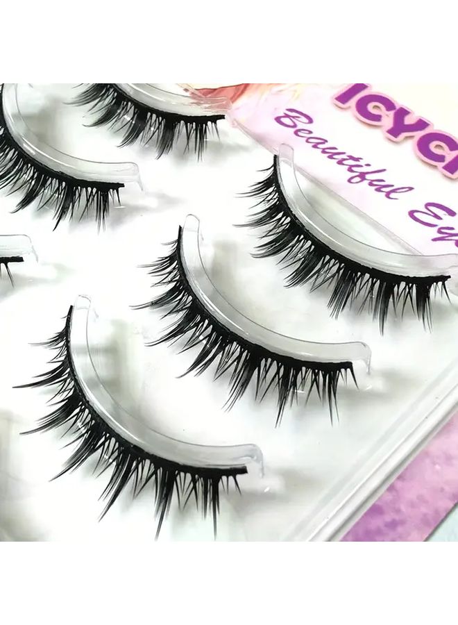 Wet Eye Korean Girl Group False Eyelashes Manga Tapered Natural Hybrid Full Strip Lashes - Image 2
