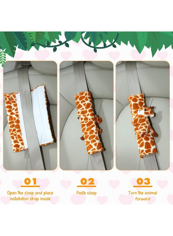 Datanly 4 Pcs Animal Car Seat Belt Covers Plush Seatbelt Strap Cover Soft Seatbelt Shoulder Pads Seat Belt Cushion Decorative Padded Vehicle Accessory for Kids Adults(Forest) - Image 4