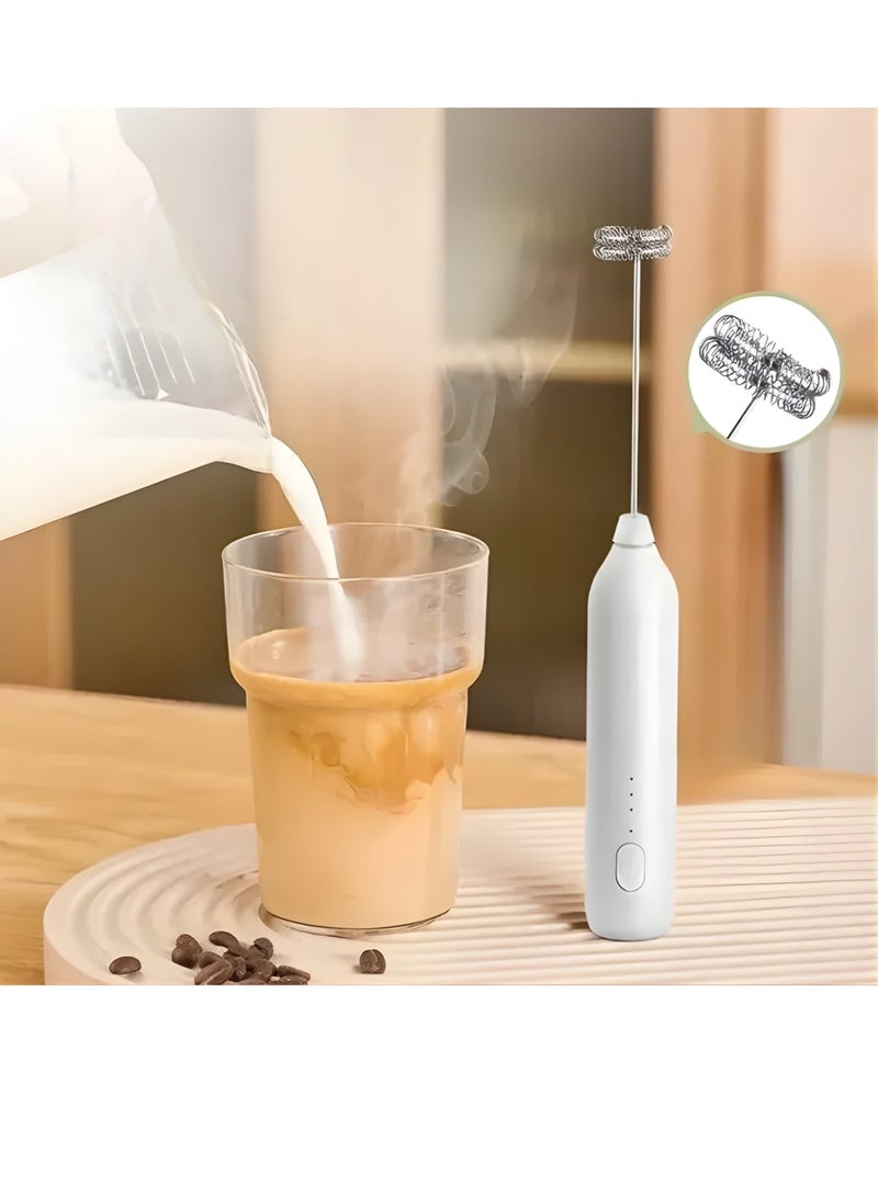 Wireless Rechargeable Milk Frother - 3 Mixing Modes (Lightly/Medium/Strongly) - Professional Handheld Foam Maker for Coffee & Matcha color (white) - Image 2