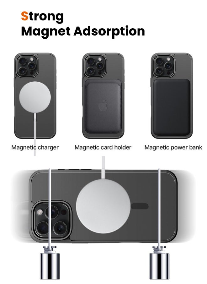 DUX DUCIS iPhone 16 Pro Case, Strong Magnetic [Compatible with Magsafe] Case, Four Corners Anti Drop, Anti Fingerprint, Never Yellow, Matte Back, Slim Skin Friendly Magnet Case for iPhone 16 Pro, Black  - Image 4