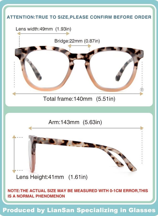 LianSan 2 Packs Progressive Multifocus Reading Glasses for Women - Ladies Near and Far Blue Light Blocking Computer Readers(Tortoise for 3ft,1.50x) - Image 5