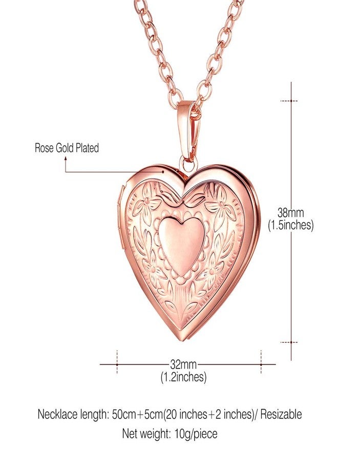 U7 Women Girls Locket Necklace Platinum /18K Gold Photo Lockets Pendant with Rolo Chain 22", Birthday/Anniversary, Free Custom Engrave Back Side medium rose gold - Image 5