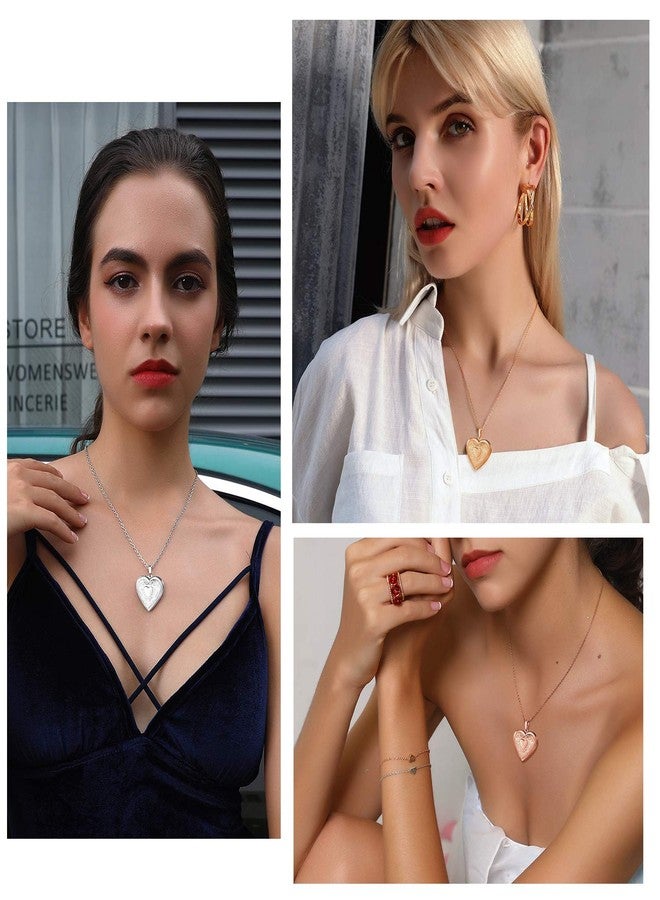 U7 Women Girls Locket Necklace Platinum /18K Gold Photo Lockets Pendant with Rolo Chain 22", Birthday/Anniversary, Free Custom Engrave Back Side medium rose gold - Image 2