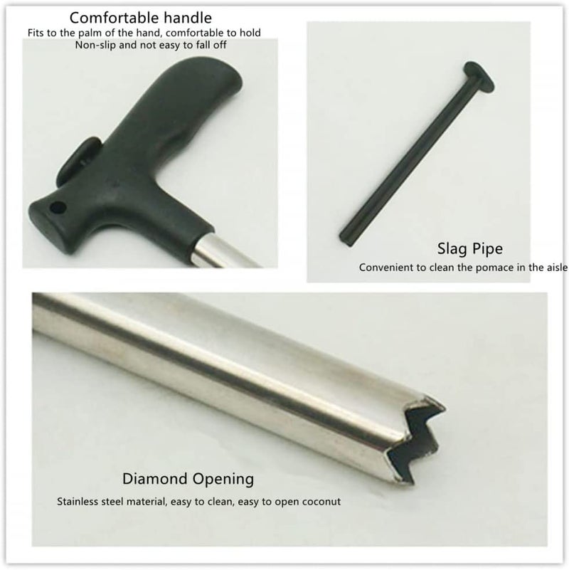 TASKHOUSE Multipurpose Coconut Opener Tool Stainless Steel Driller, Knife & Water Opener for Tender Coconuts (Pack of 1) - Image 2