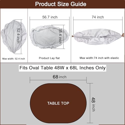LIBERECOO Oval Fitted Vinyl Tablecloth with Flannel Backing - Fits 48 x 68 Inch Oval Table - Rope Weaving - Elastic Edged for Secure Fit, Waterproof Wipeable Table Cover - Image 3
