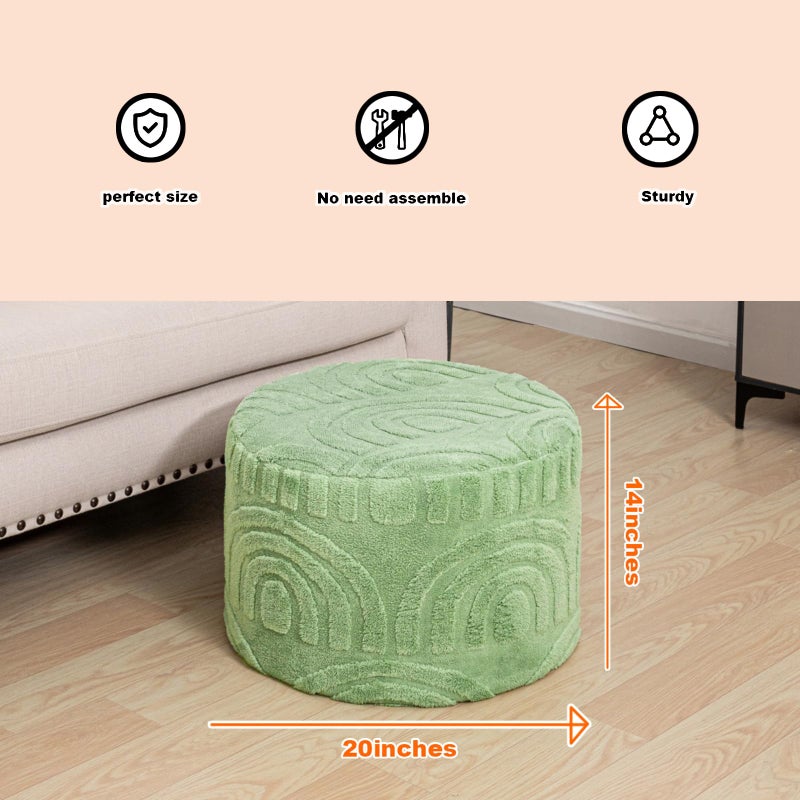 Asuprui Plush Fabric Ottoman Footrest â€“ 20"x14" Soft Foam Pouf with Removable Cover Perfect for Living Room, Bedroom & Dorm(Sage Green) - Image 5
