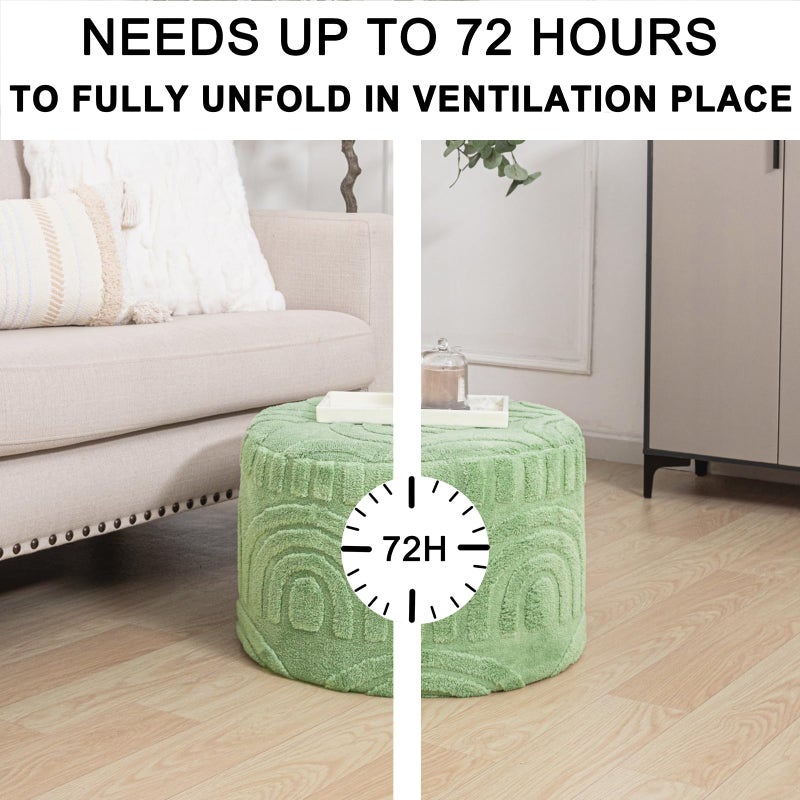 Asuprui Plush Fabric Ottoman Footrest â€“ 20"x14" Soft Foam Pouf with Removable Cover Perfect for Living Room, Bedroom & Dorm(Sage Green) - Image 2