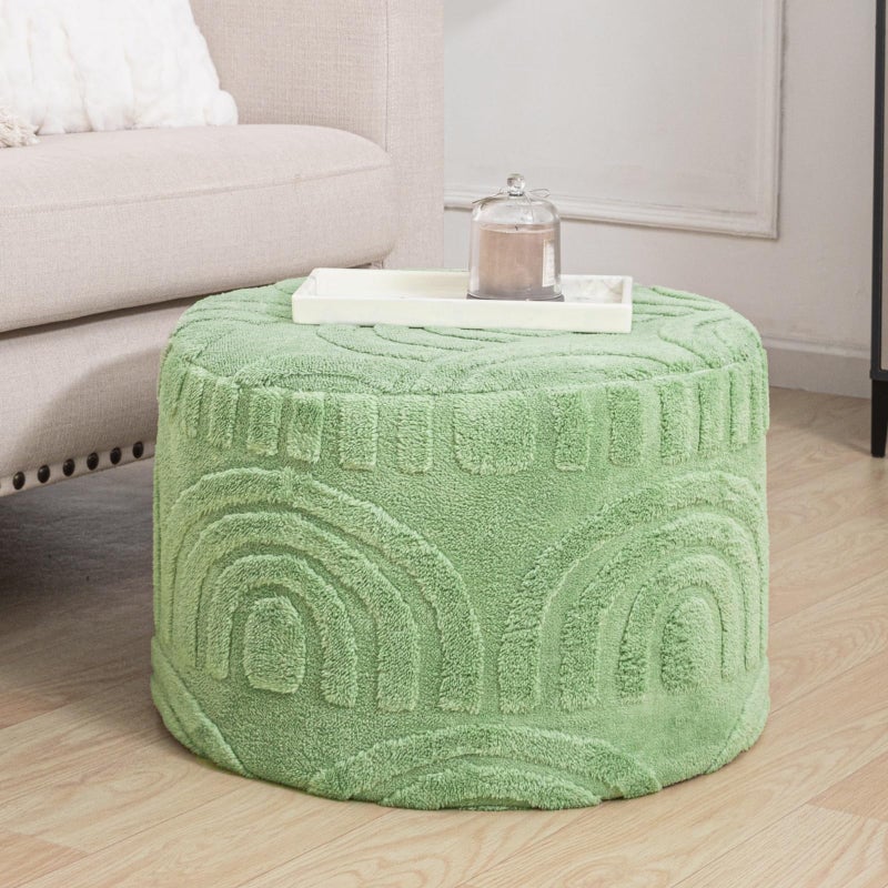 Asuprui Plush Fabric Ottoman Footrest â€“ 20"x14" Soft Foam Pouf with Removable Cover Perfect for Living Room, Bedroom & Dorm(Sage Green) - Image 1