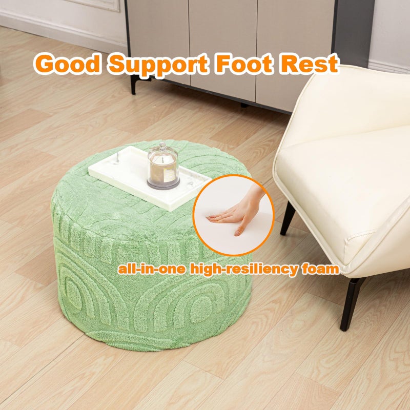 Asuprui Plush Fabric Ottoman Footrest â€“ 20"x14" Soft Foam Pouf with Removable Cover Perfect for Living Room, Bedroom & Dorm(Sage Green) - Image 3