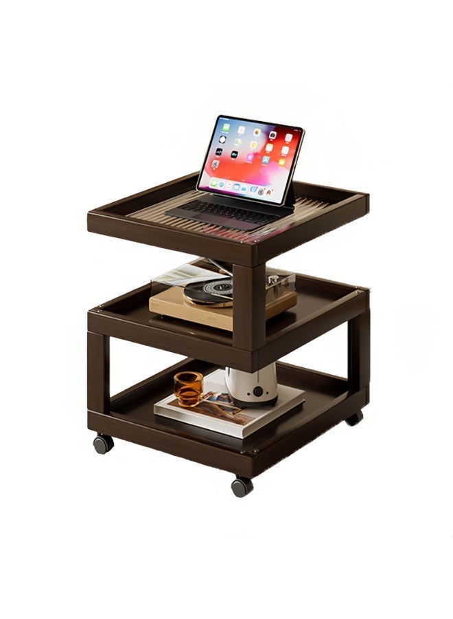 Sharpdo 3-Tier Rolling Side Table with Tempered Glass Shelves – Natural Bamboo Frame Mobile Cart for Living Room, Bedroom, Kitchen & Small Spaces – Easy Assembly, Multi-Functional End Table - Image 2