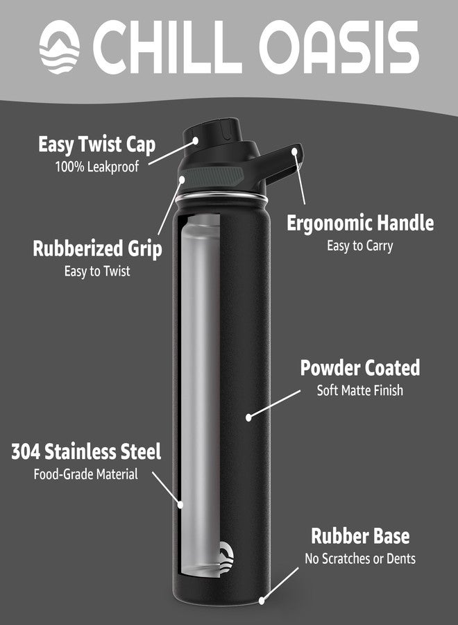 Chill Oasis Water Bottle | Fits Cirkul Water Bottle | BPA Free, Leak Proof, Insulated Stainless Steel, Dishwasher Safe (Black, 22oz) - Image 3