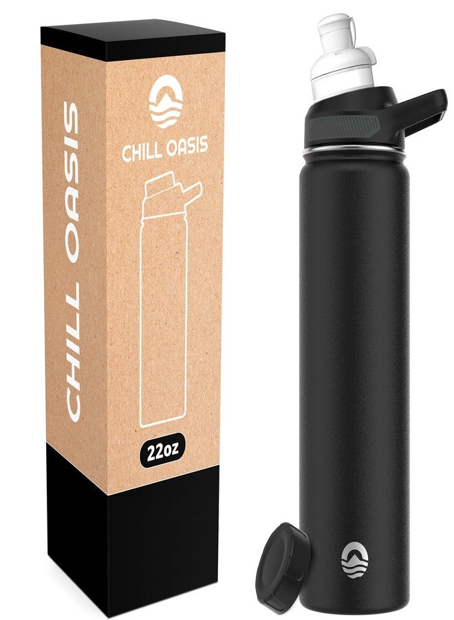 Chill Oasis Water Bottle | Fits Cirkul Water Bottle | BPA Free, Leak Proof, Insulated Stainless Steel, Dishwasher Safe (Black, 22oz) - Image 1