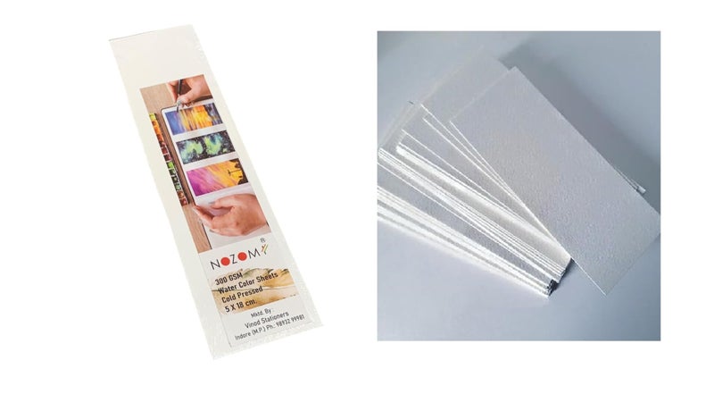 Nozomi Bookmark Paper Cold Press - 300 GSM (24 Sheets), Acid Free, Non-Toxic, water color texture- Size 18x5 CM - Image 1