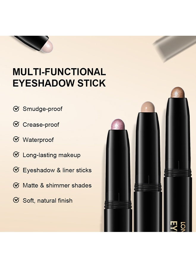 lakerain Longwear Crease-Proof Eyeshadow Stick, Waterproof Cream Eyeshadow Stick, Dark Brown Matte Eye Shadow Sticks, Cream to Powder Eyeshadow Crayon, Buildable & Blendable Long-Lasting Eye Shadow Stick, Vegan & Cruelty-Free #9 CHAMPAGNE - Image 3