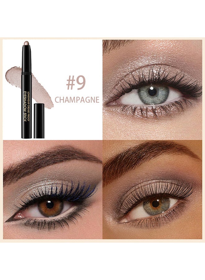 lakerain Longwear Crease-Proof Eyeshadow Stick, Waterproof Cream Eyeshadow Stick, Dark Brown Matte Eye Shadow Sticks, Cream to Powder Eyeshadow Crayon, Buildable & Blendable Long-Lasting Eye Shadow Stick, Vegan & Cruelty-Free #9 CHAMPAGNE - Image 2