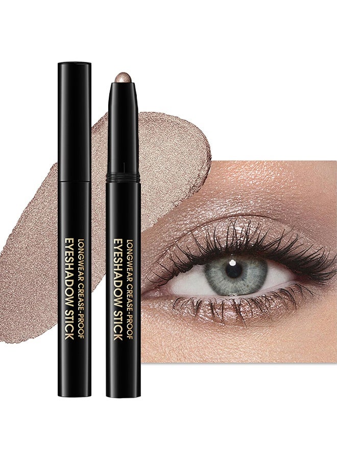 lakerain Longwear Crease-Proof Eyeshadow Stick, Waterproof Cream Eyeshadow Stick, Dark Brown Matte Eye Shadow Sticks, Cream to Powder Eyeshadow Crayon, Buildable & Blendable Long-Lasting Eye Shadow Stick, Vegan & Cruelty-Free #9 CHAMPAGNE - Image 1
