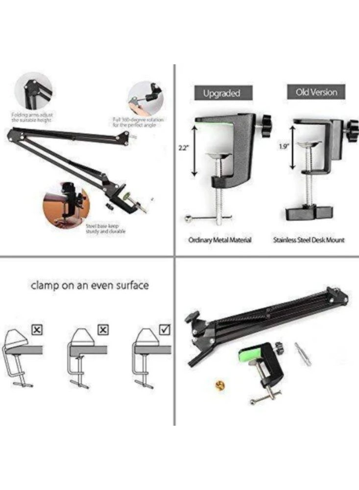 MAONO BA20 Professional Microphone Boom Arm Stand | Adjustable Metal Mic Arm for Podcasting, Streaming and Content Creation | Heavy Duty Desk Microphone Stand with 360° Rotation and 1kg Load Capacity - Image 2