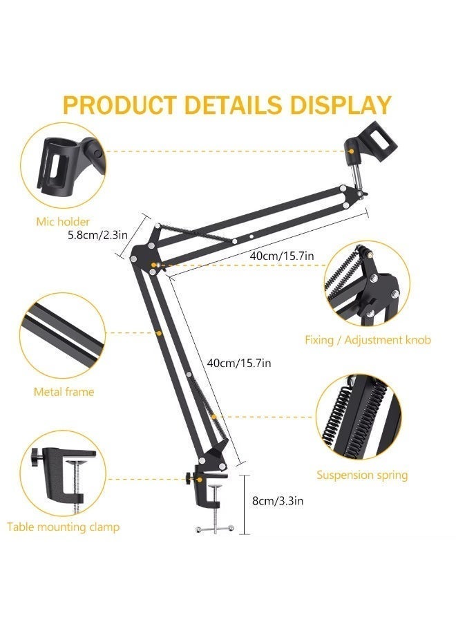 MAONO BA20 Professional Microphone Boom Arm Stand | Adjustable Metal Mic Arm for Podcasting, Streaming and Content Creation | Heavy Duty Desk Microphone Stand with 360° Rotation and 1kg Load Capacity - Image 5