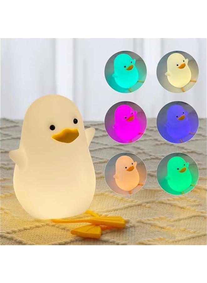 Kids Night Light, Cute Silicone Duck Nursery Lamp for Baby and Toddler,RGB Animal Night Light for Boys and Girls,Squishy Night Light for Bedroom and Kids Room,Kids Gift - Image 1