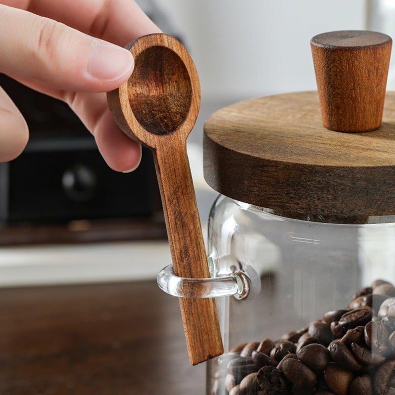 ANSQU 34oz Glass Jar with Wooden Lid & Spoon, Food Storage Containers Coffee Jar Coffee Grounds Container, Food Storage Canister, Kitchen Pantry Storage Container - Image 4