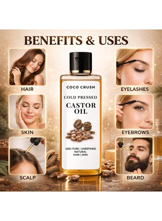 Coco Crush Cold Pressed Castor Oil | Supports Hair Growth Thicker Brows Lashes & Beard | Pure Unrefined Natural | Hair Skin & Nails | Men & Women | 100ml - Image 2