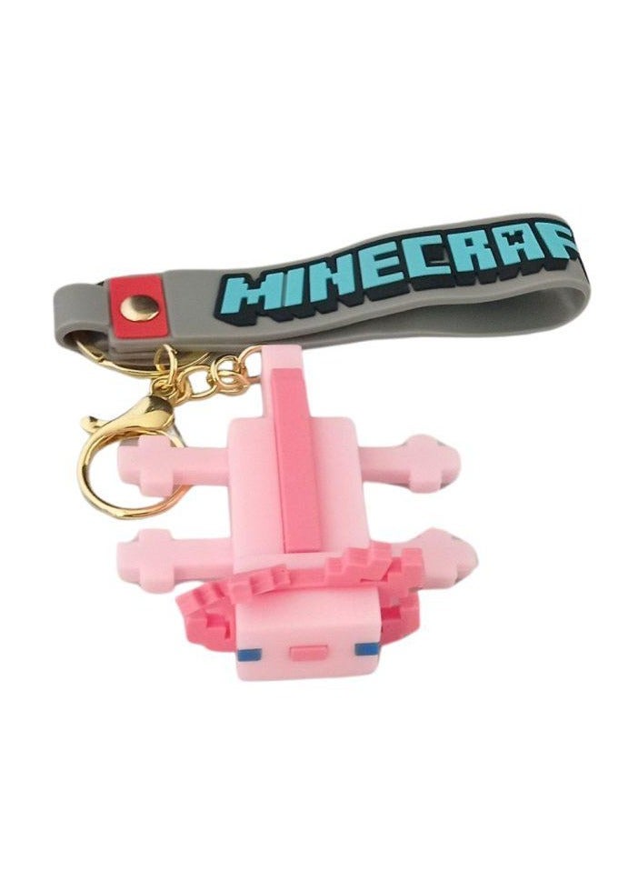 ماين كرافت ميدالية مفاتيح لشخصية اكسولوتل من سلسلة العاب ماين كرافت مناسبة للحقائب