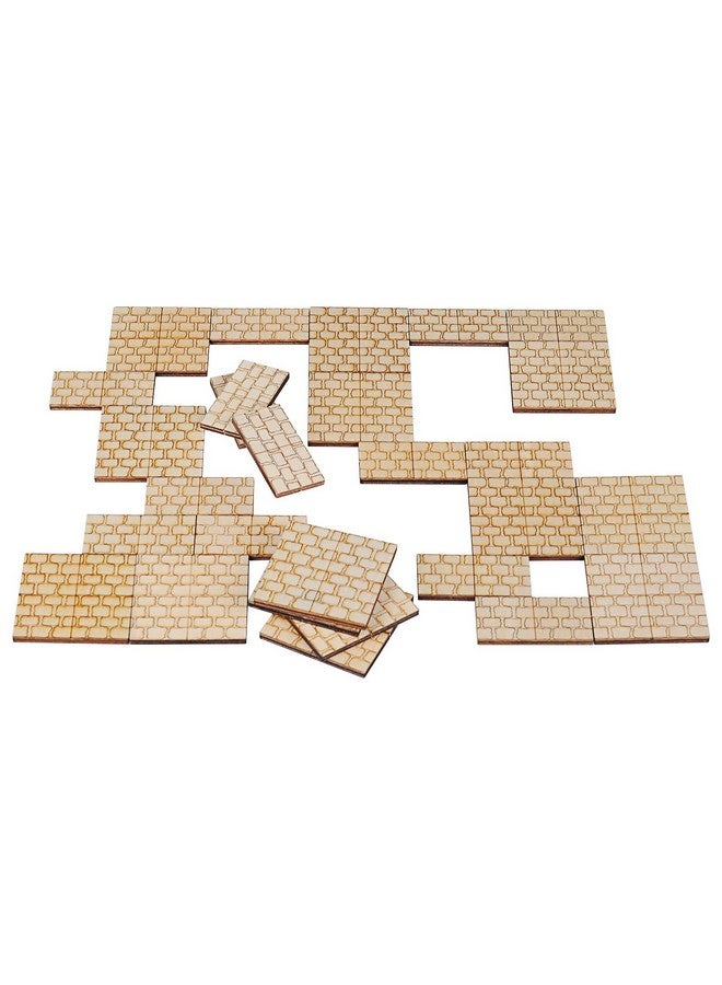 CZYY Dungeon Stone Square Floor Tiles (Set of 24) Wooden Laser Cut Modular Terrain 1" Grid Perfect for D&D, Dungeons & Dragons, Pathfinder and Other Tabletop RPG  - Image 1