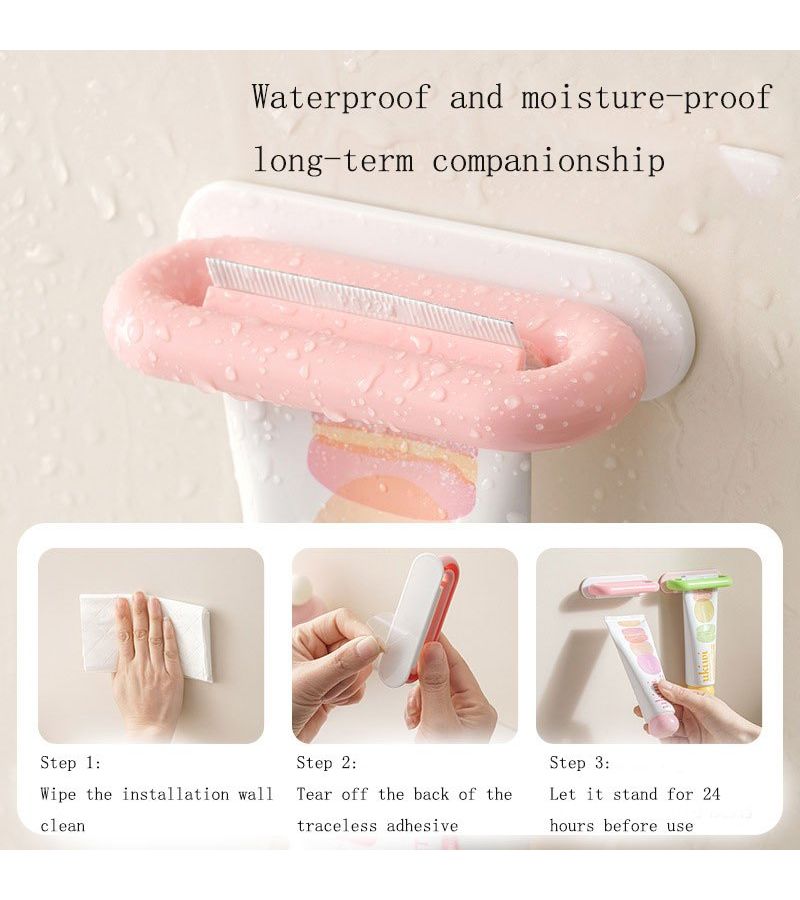 Green Wall Mounted Toothpaste Squeezer And Punch Free Toothbrush Holder - Image 5
