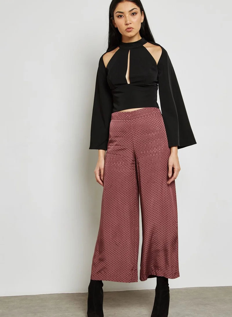 Bardot Choker Neck Cut-Out Crop Top