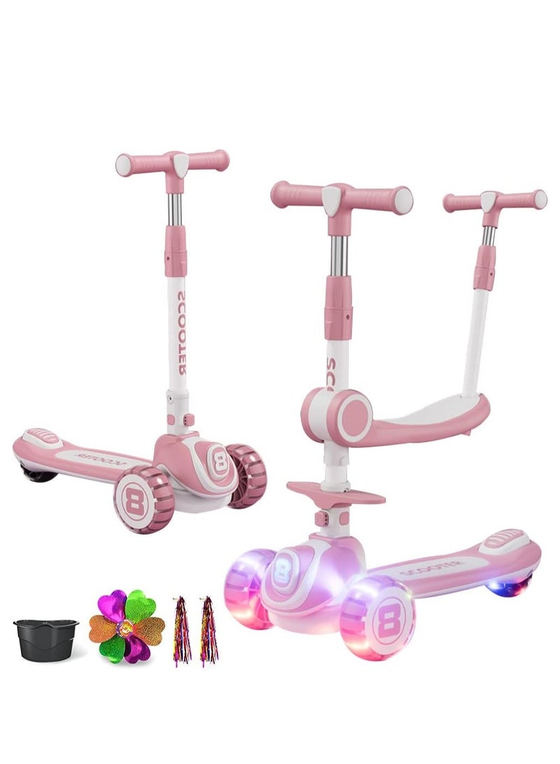 RATSAW 3-in-1 Kick Scooters for Kids 4 Adjustable Height Removable Seat Wheels 3 Wheel Scooter for Kids for Girls and Boys - Image 1