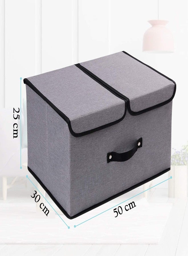 MEZON Storage Box Linen Fabric Foldable Basket Cube Organizer Bin Box Container Drawer With Lid Great For Office Nursery Bedroom Shelf (Random Color), Multicolor - Image 2