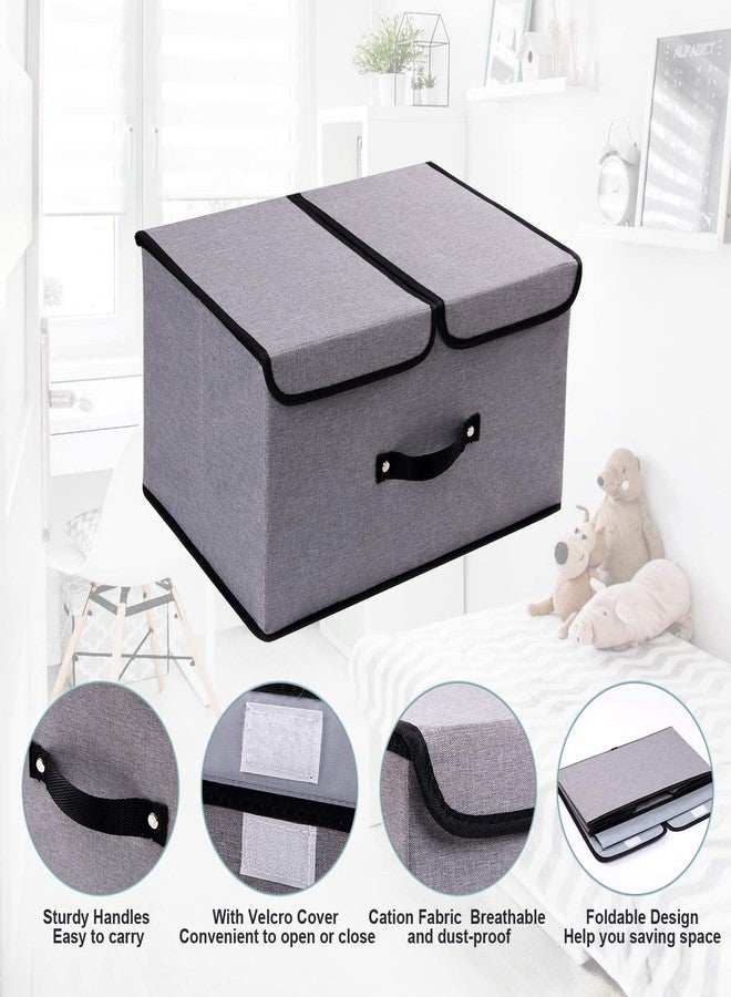 MEZON Storage Box Linen Fabric Foldable Basket Cube Organizer Bin Box Container Drawer With Lid Great For Office Nursery Bedroom Shelf (Random Color), Multicolor - Image 4