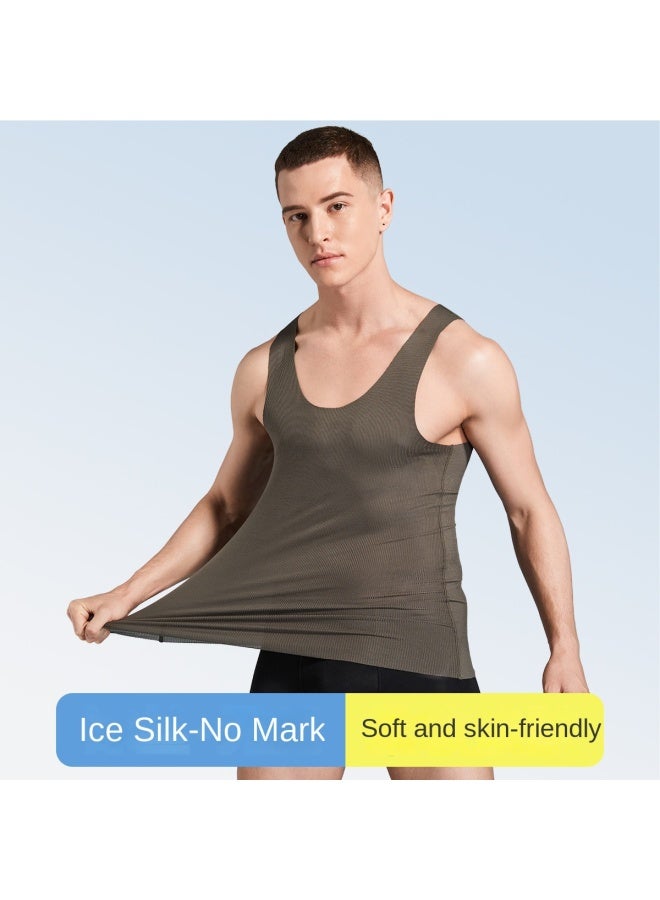 Top melon ultra-thin Seamless Versatile Men's Undershirt Sleeveless T-shirt Men's Tank Top - Image 2