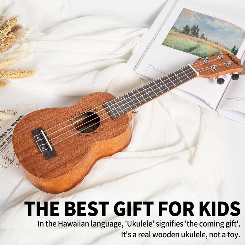 AODSK Concert Ukulele for Beginner 23 Inch Uke with Gig Bag Strap Nylon String 4 Picks Holiday Gift - Image 2